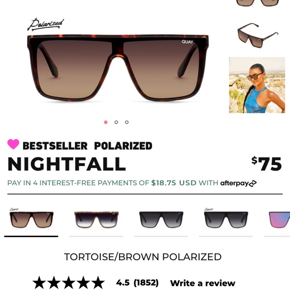 Brand New, Unopened Quay “Nightfall” Sunglasses